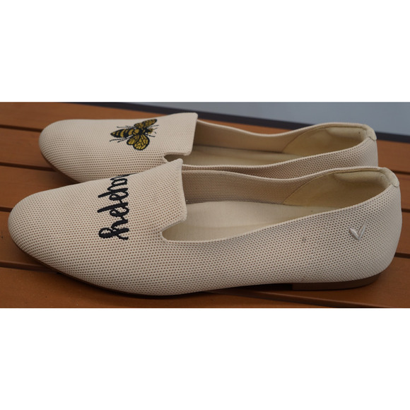 Vivaia, Round-Toe Embroidered Loafers (Audrey) - cream ivory-bee happy. Sz 39.5 - Picture 3 of 11